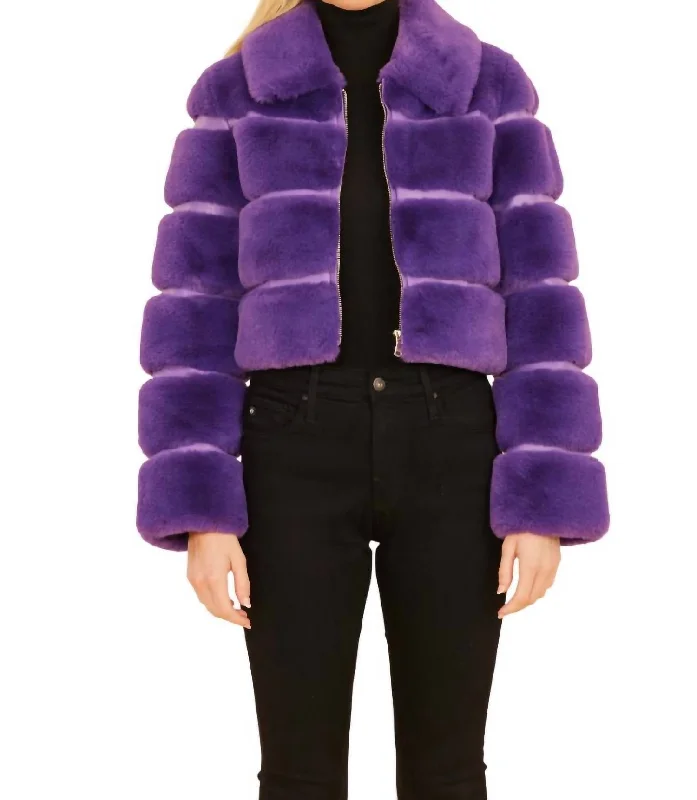 classic women's coatsPaneled Cropped Jacket In Purple