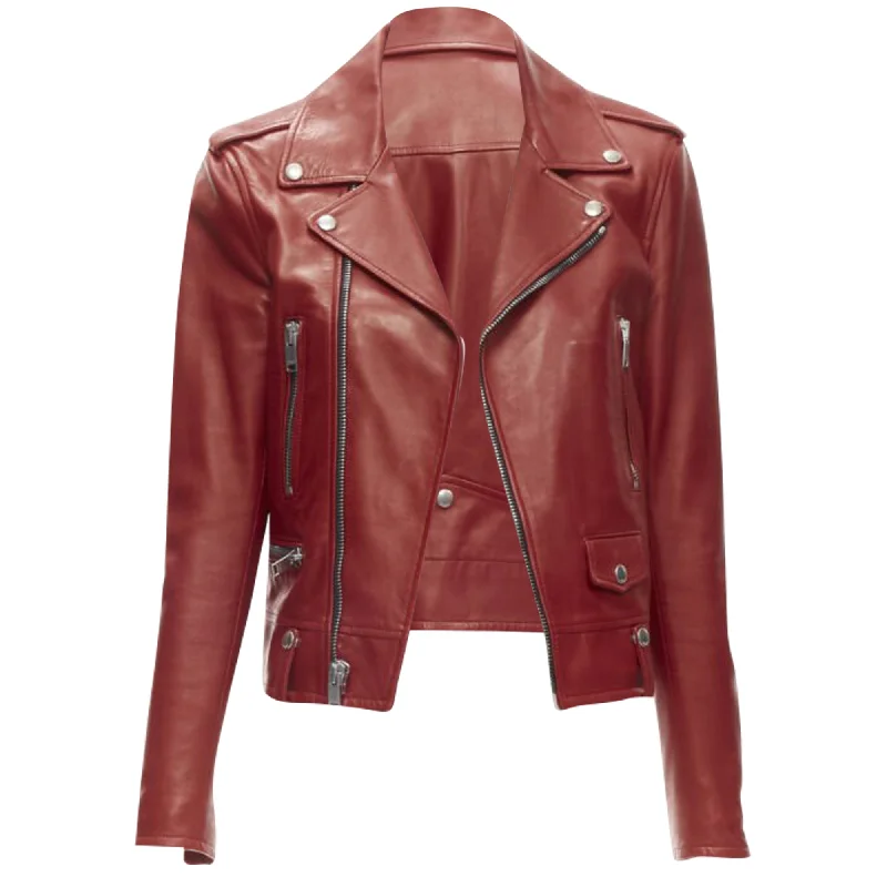 women's coats for casual FridaysSaint Laurent Hedi Slimane lambskin leather moto biker jacket