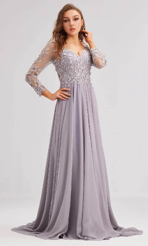 women's silk dressesJ'Adore Dresses J23037 - Long Sleeve Embroidered Evening Dress