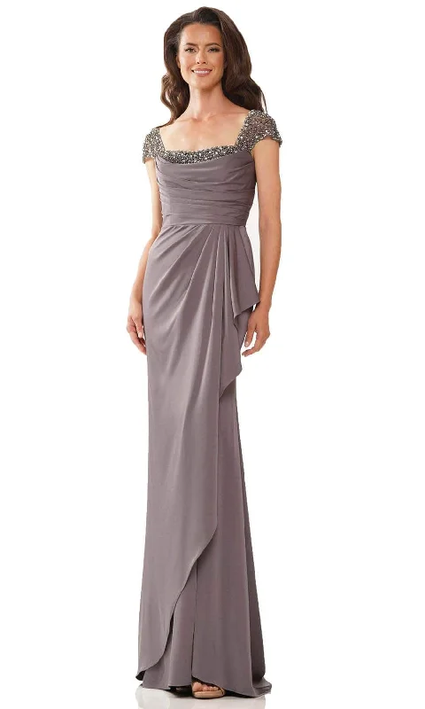 women's petite dressesMarsoni by Colors MV1182 - Beaded Square Neck Evening Gown