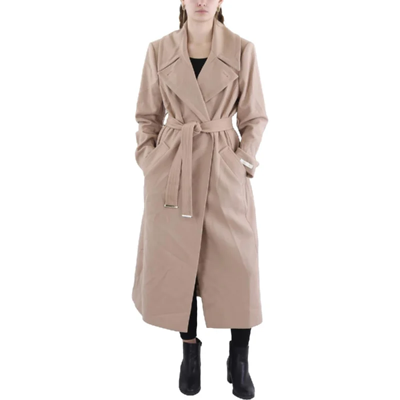 women's coats with sheer overlaysWomens Wool Blend Belted Long Coat