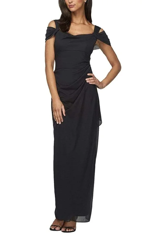 women's machine-washable dressesAlex Evenings - 132156 Cowl Neck Sheath Dress With Overlay Skirt