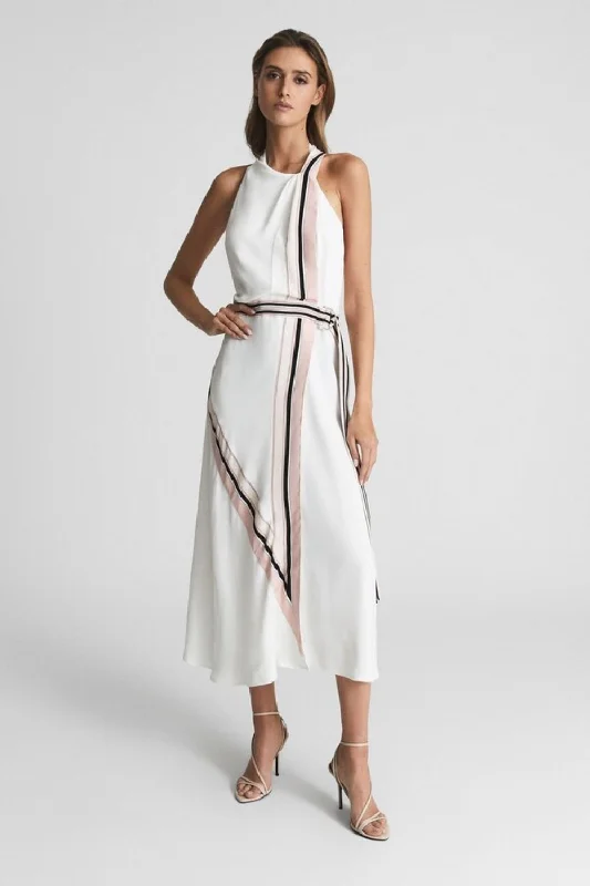 women's stretchy dressesIRIS STRIPE HALTER  MIDI