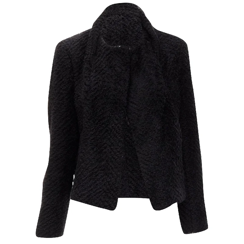 luxury women's coatsIsabel Marant wool blend fluffy stand collar minimal jacket