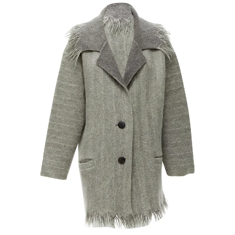 women's coats for everyday wear and tearIssey Miyake ayed edge wide collar wool coat