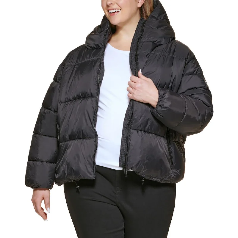 women's coats for relaxed weekendsPlus Womens Insulated Hooded Puffer Jacket