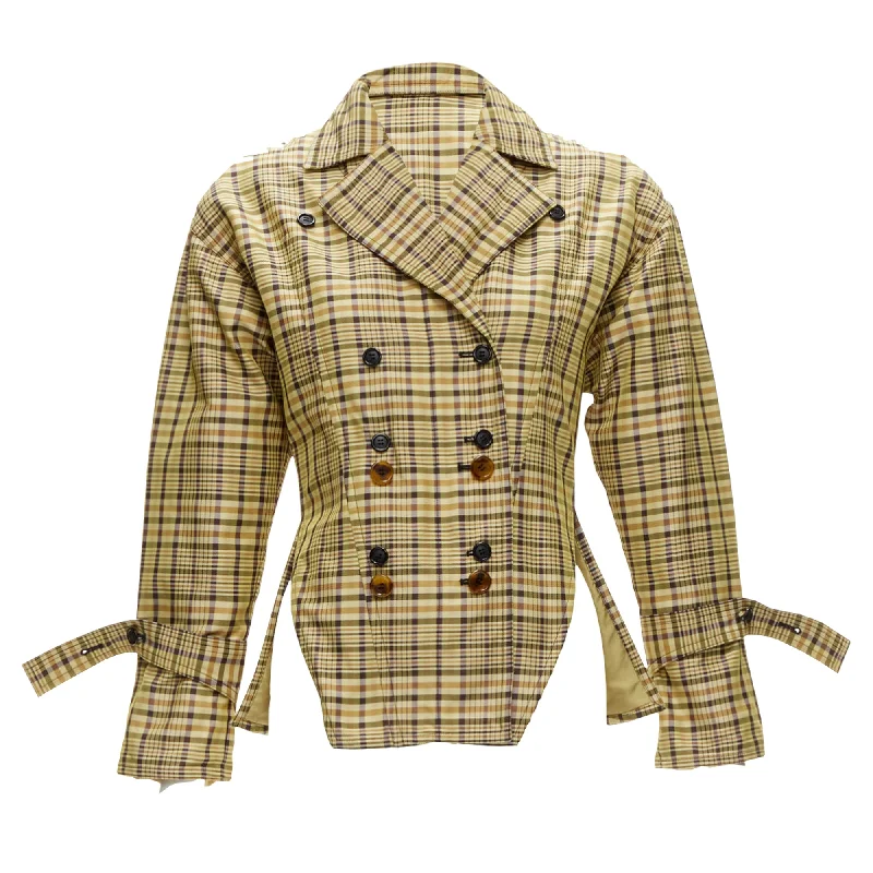 women's coats with floral printsCeline Phoebe Philo checked cinched waist jacket