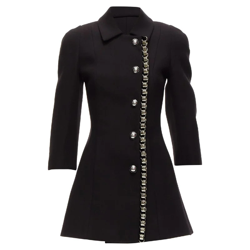 women's coats for cold weatherDavid Koma Cady Chunky Chain Trim Fit Flare Coat Dress