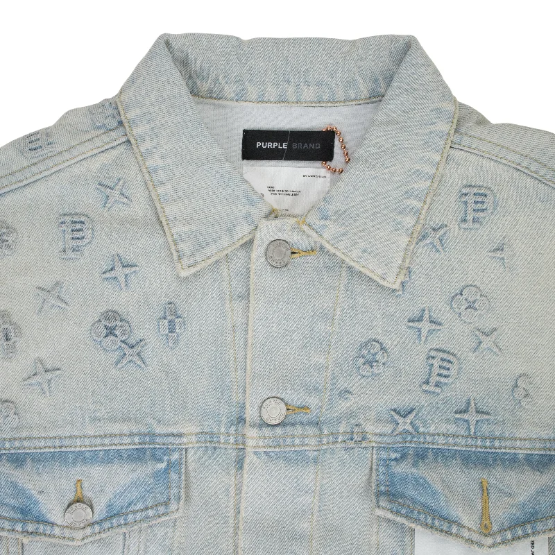 women's duffle coatsEMBOSSED JACKET Indigo DENIM JACKETS