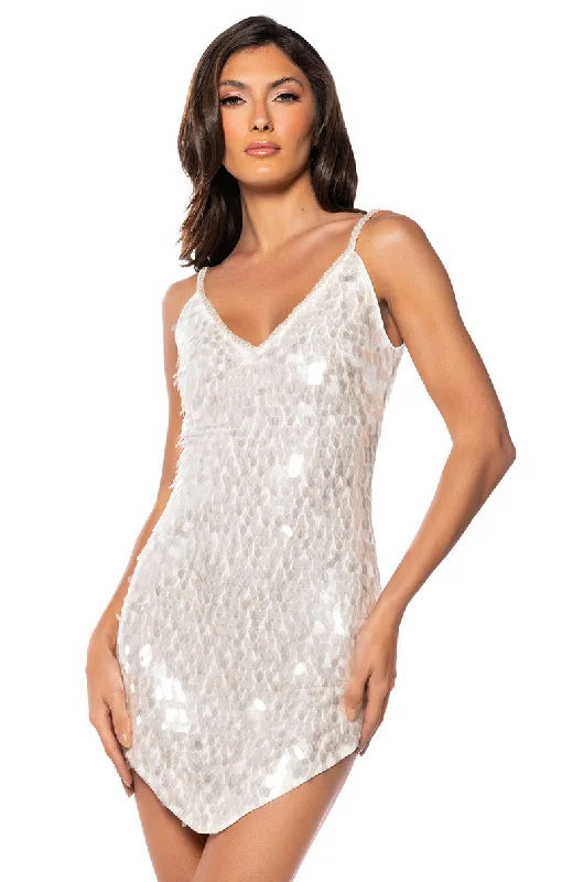 women's work dressesMARGO SEQUIN SLEEVELESS V NECK MINI DRESS