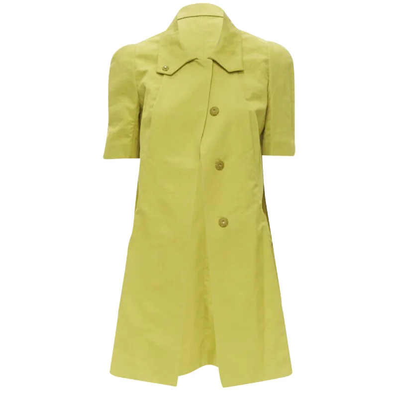 women's coats for skiingMarni silk lime pleat seam short sleeve coat