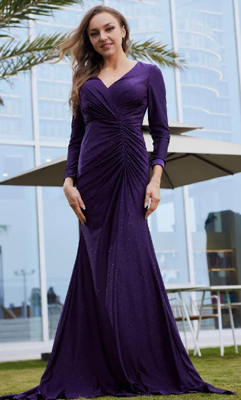 women's velvet dressesJ'Adore Dresses J23007 - Long Sleeve Mermaid Evening Dress