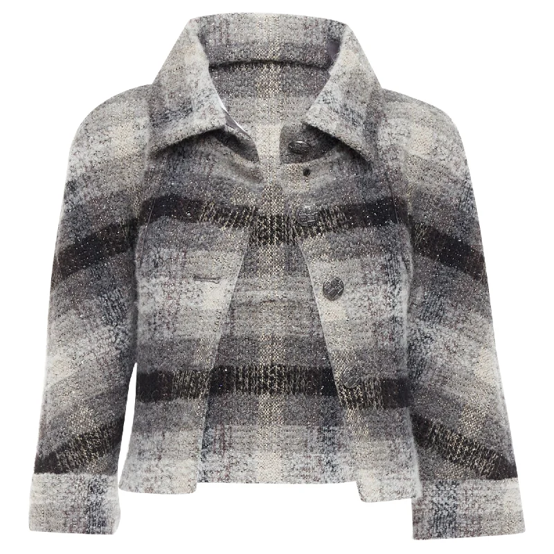 women's coats for glamorous eveningsChanel Fantasy tweed checked sequinned wool crop jacket