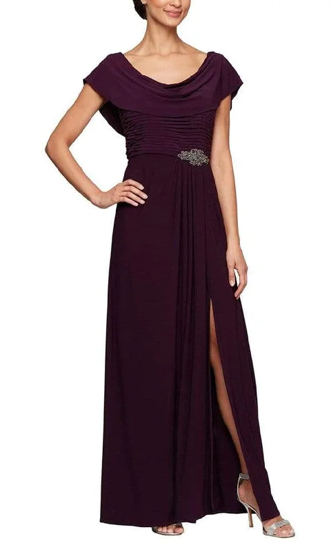 women's mother of the bride dressesAlex Evenings - 81351491 Cowl Neck A-Line Matte Jersey Dress