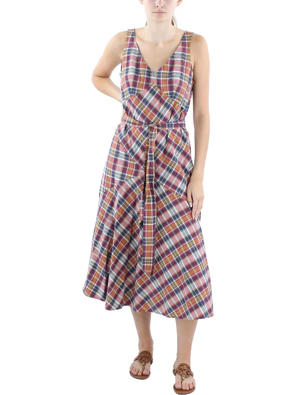 women's plus-size dressesMadras Womens Plaid Cotton Midi Dress