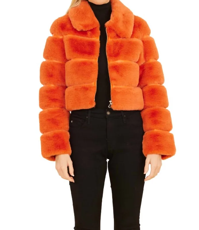 cozy women's coatsPaneled Cropped Jacket In Orange