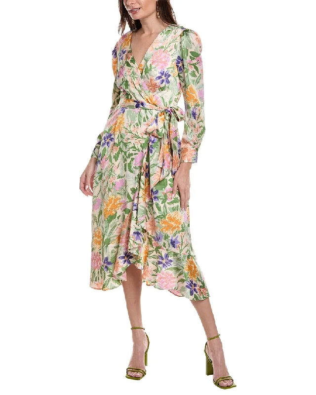 women's floral dressesTahari ASL Ruffled Midi Dress