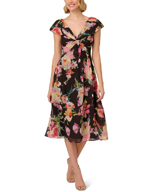 women's club dressesAdrianna Papell Printed Front Twist Midi Dress