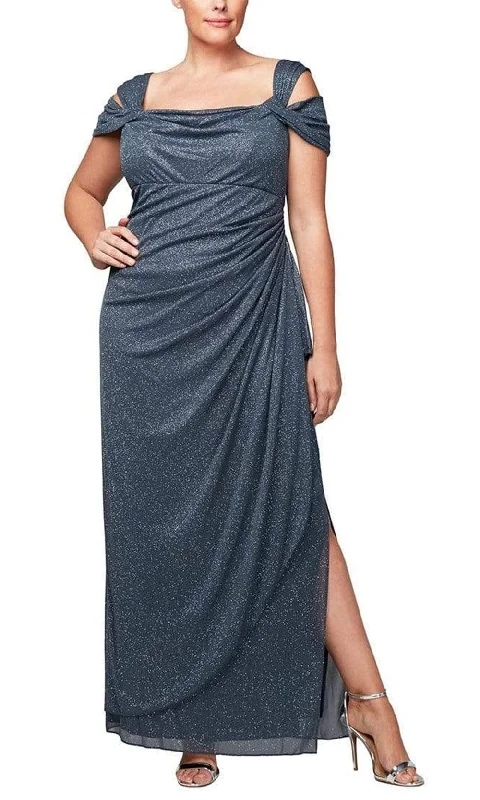 women's business casual dressesAlex Evenings - 433026 Glitter Mesh Sheath Dress