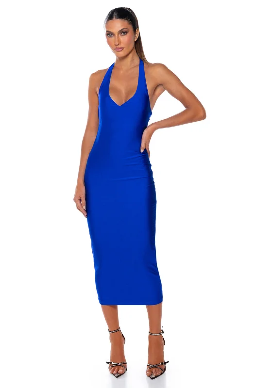 women's ethical fashion dressesPAXTON DISCO HALTER NECK MIDI DRESS