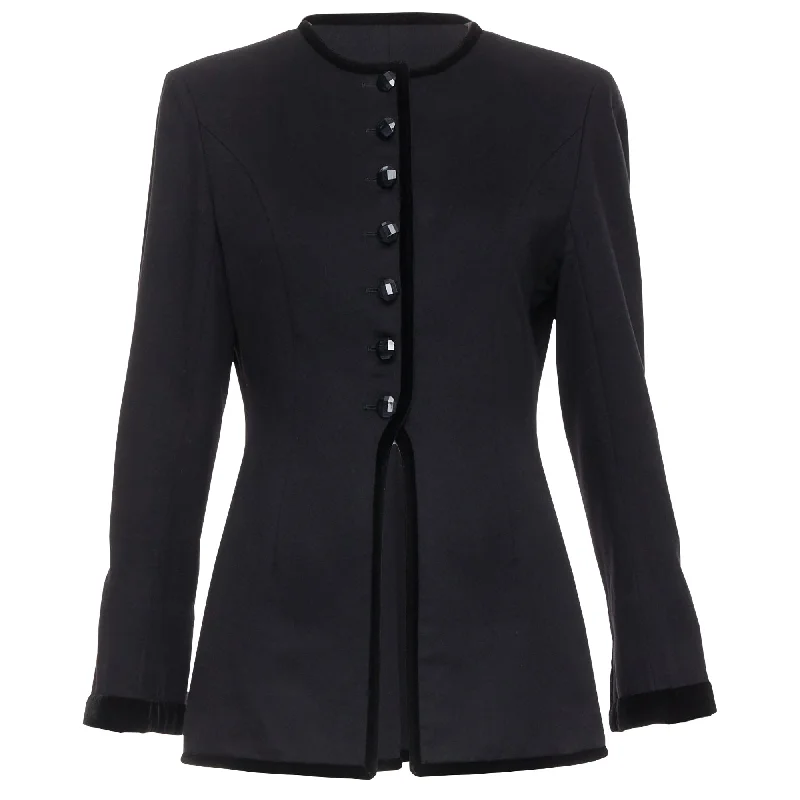 women's coats with floral printsValentino Garavani wool velvet trim faceted button jacket