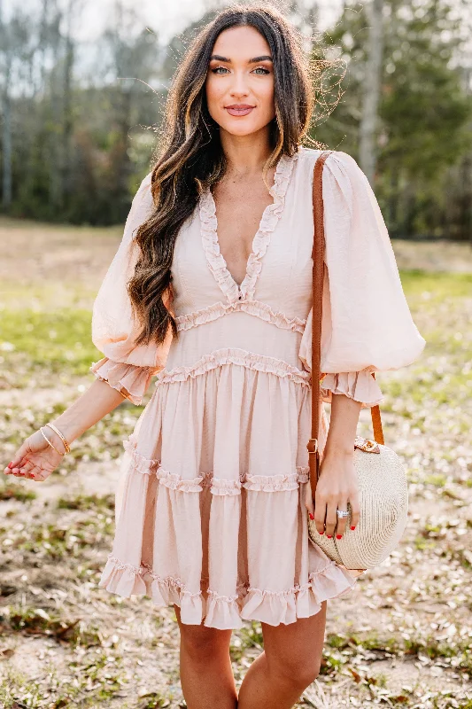 women's flowy dressesFeminine Finds Blush Pink Ruffled Dress