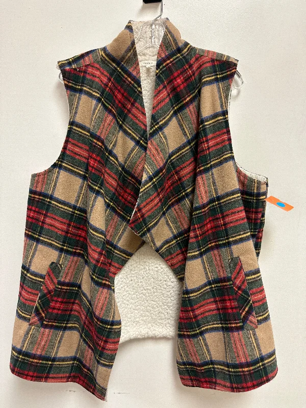 women's coats for travelVest Faux Fur & Sherpa By Maurices In Plaid Pattern, Size: 2x