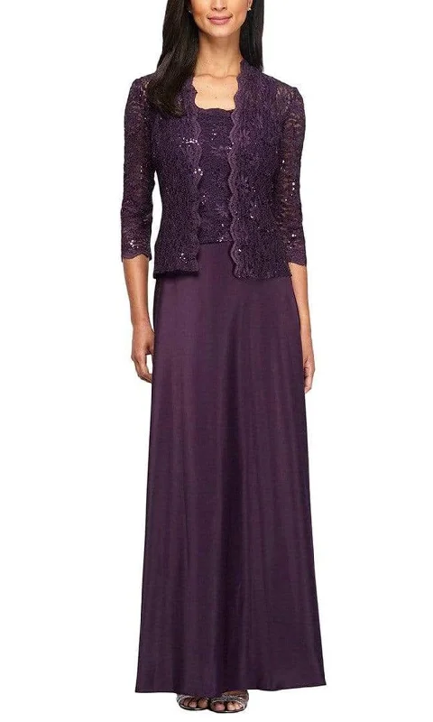 women's high-end dressesAlex Evenings - 1121198 Lace and Chiffon Dress with Lace Jacket