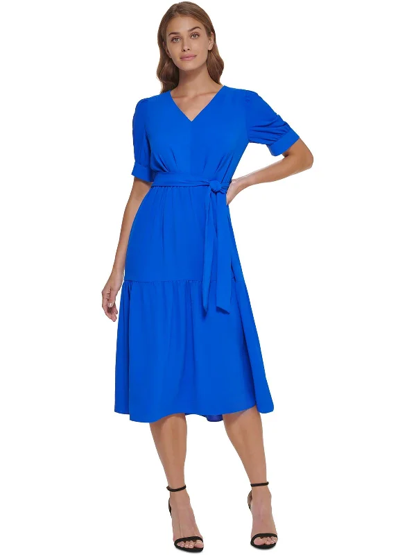 women's easy-to-wear dressesWomens Tiered Polyester Midi Dress