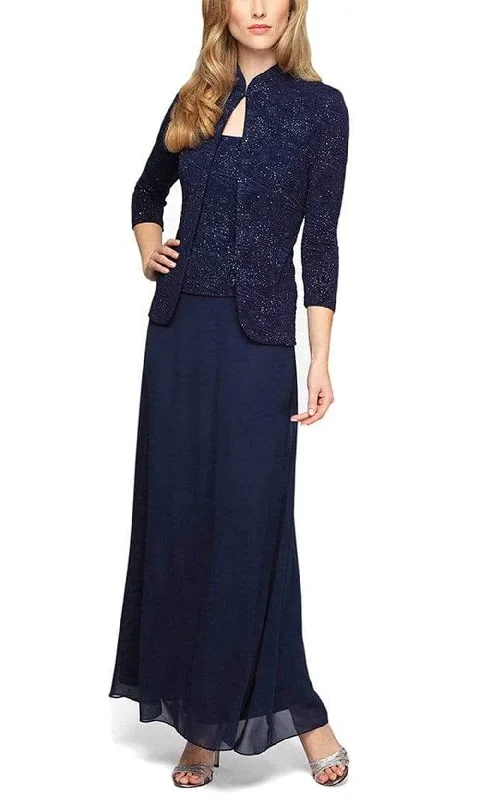 women's A-line dressesAlex Evenings - 125053 Jacquard Knit Glittered Evening Dress