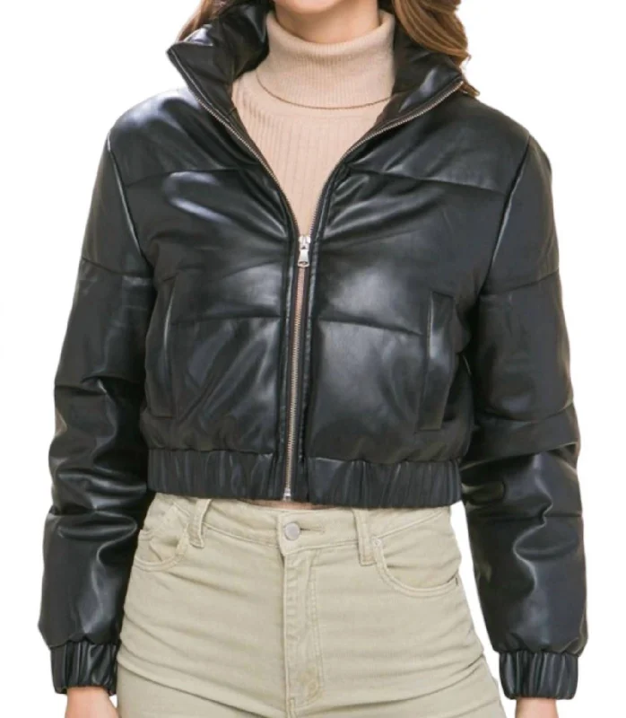 women's coats for fashion-forward individualsCropped Puffer Jacket In Black