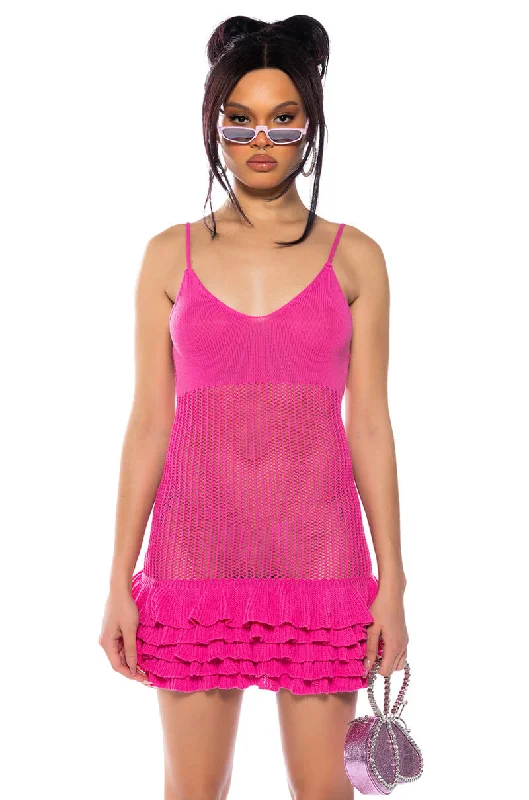 women's vacation dressesMANDY CROCHET SLEEVELESS MINI DRESS