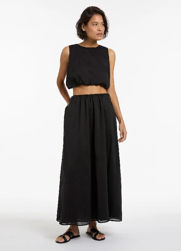 women's low-rise skirtsJetset Gathered Maxi Skirt - Black