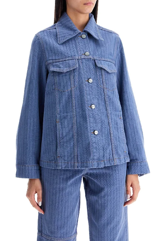 women's stylish coatsGanni "striped Overdyed Denim Jacket