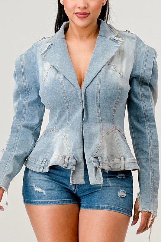 women's denim jeans with distressed back pocketsVintage Denim Jean Jacket