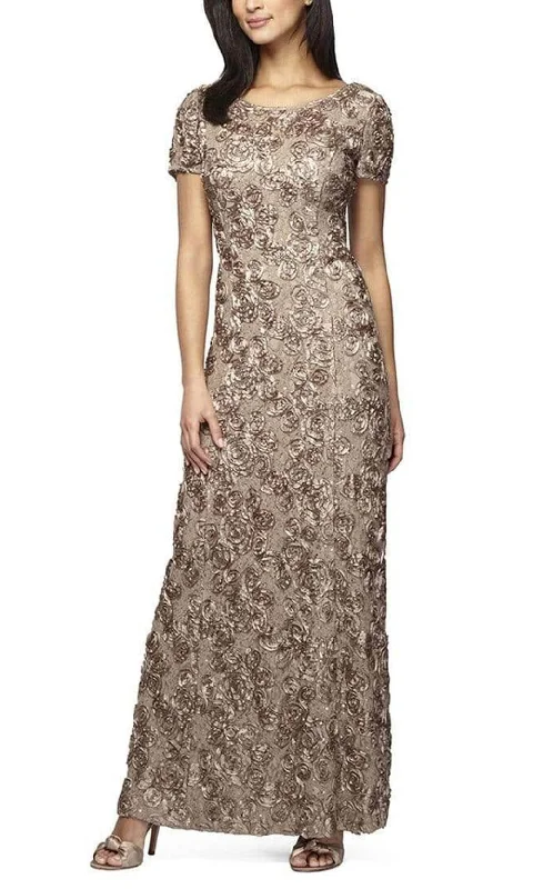 women's A-line dressesAlex Evenings - 112788 Soutache Lace Sequin Short Sleeve A-Line Gown