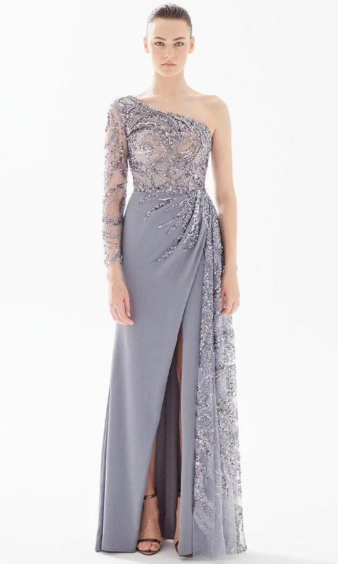 women's bespoke dressesTarik Ediz 98290 - Glimmer Illusion Bodice Evening Gown