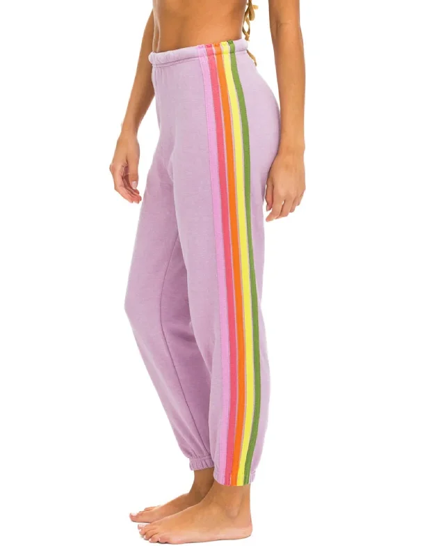 women's satin pants5 Stripe Women's Sweatpants, Mauve/Pink Green