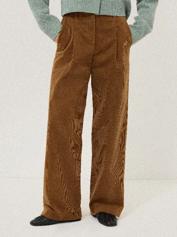 women's sweatpantsCorduroy Pleat Trouser | Brown