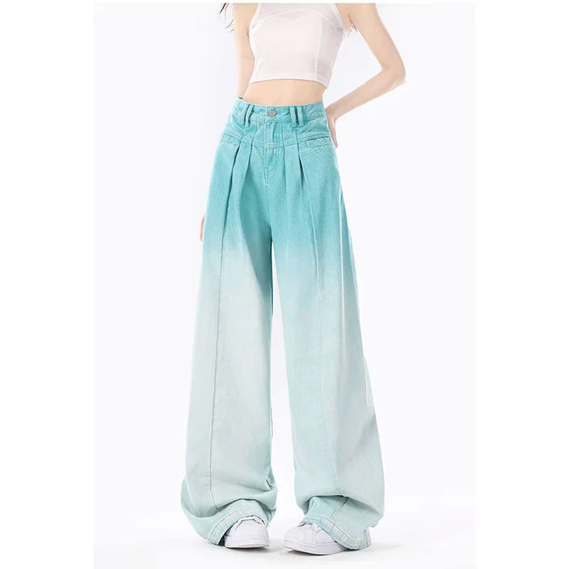 women's sustainable pantsHarajuku Jean Trousers Winter Gradient High Waist Denim Pants