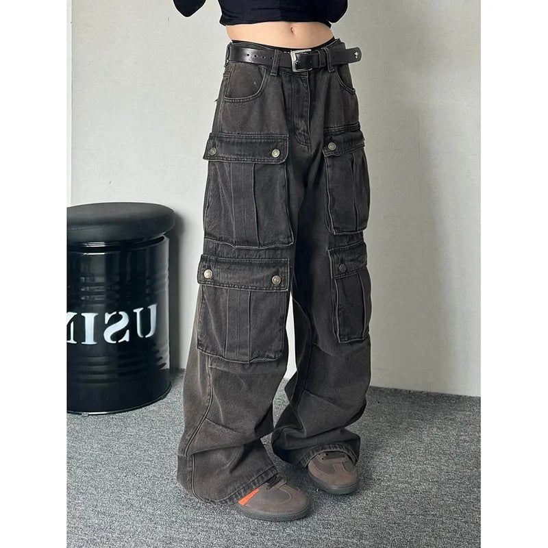 women's flare pantsWomen's Baggy Cargo Jeans Pants