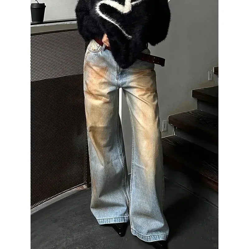 women's cotton pantsAmerican Straight Hip-hop Vintage Denim Pants