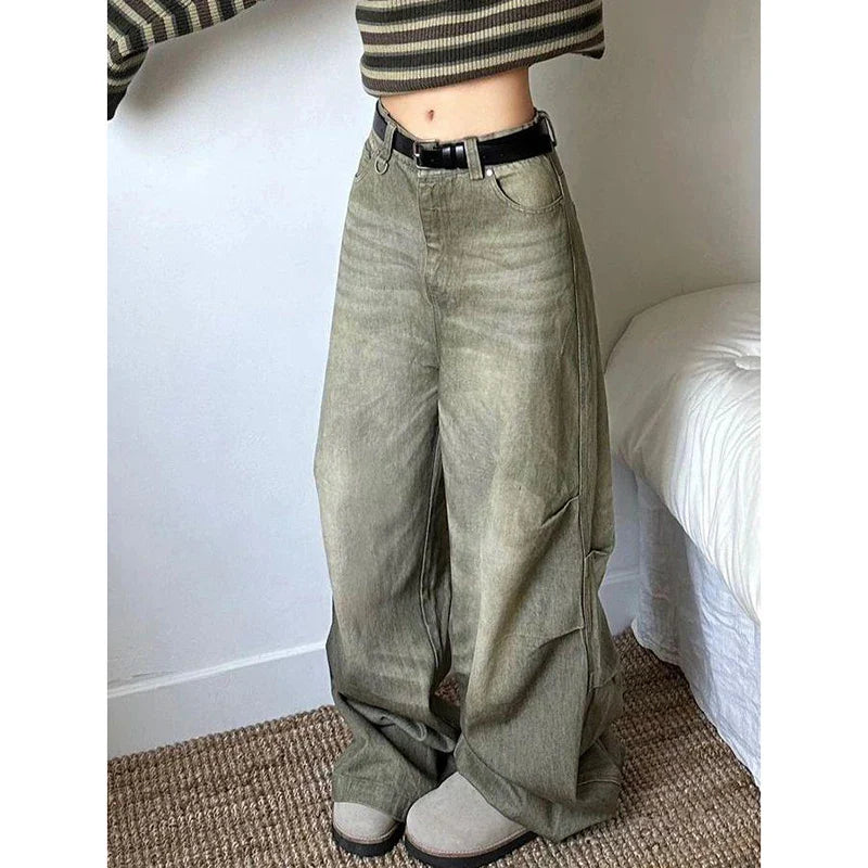 women's distressed pantsHarajuku Punk Wide Leg Casual Denim Pants