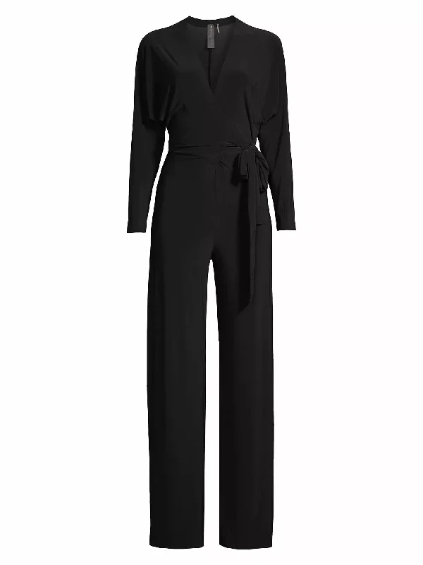 women's high-waisted pantsDolman Wrap Jumpsuit In Black