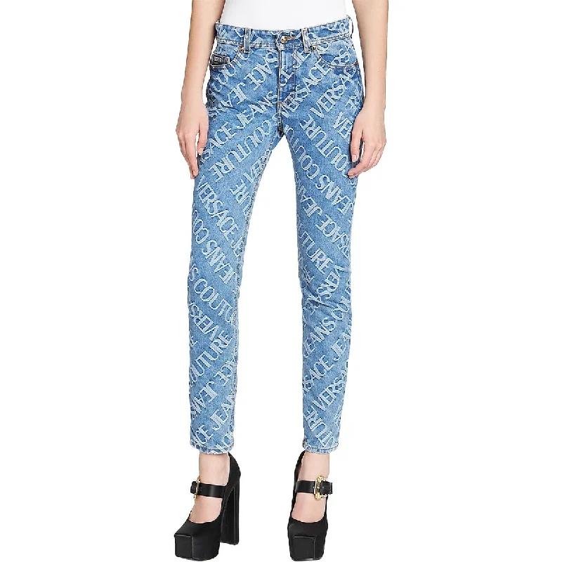 women's formal pantsWomens Mid  Rise Monogram High-Waisted Jeans