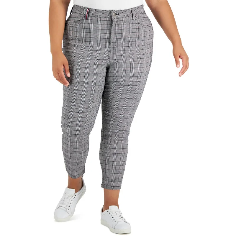 women's embroidered pantsWomens Woven Plaid Skinny Pants