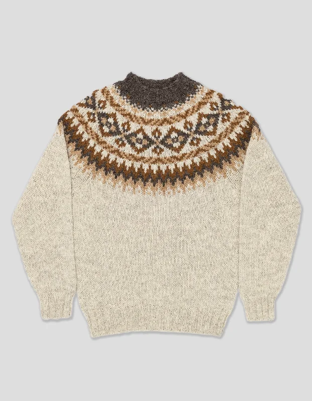 women's high-end dressesCHUNKY FAIR ISLE SWEATER - TAN