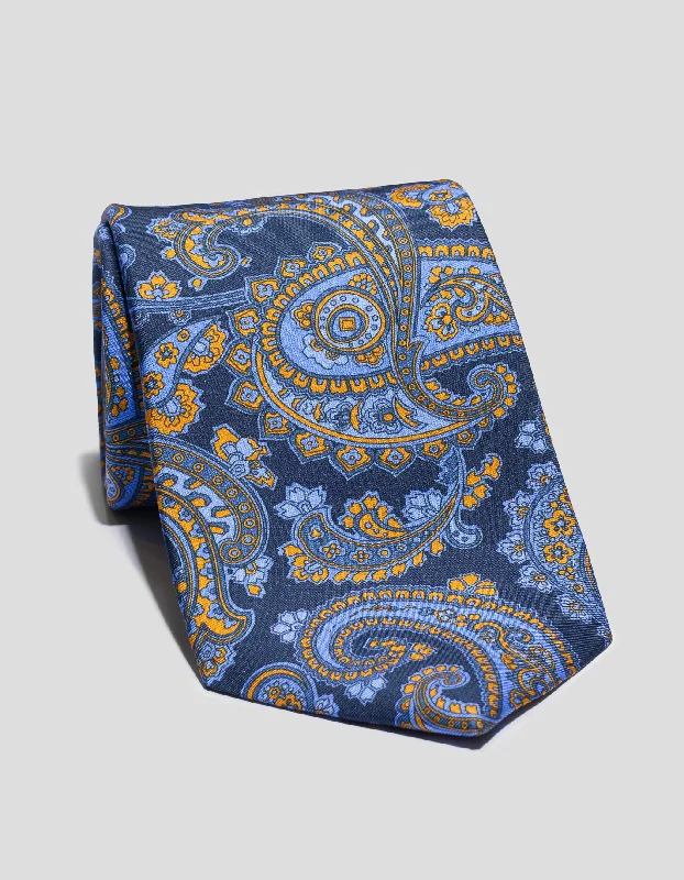 women's casual Friday dressesPRINTED PAISLEY TIE - NAVY