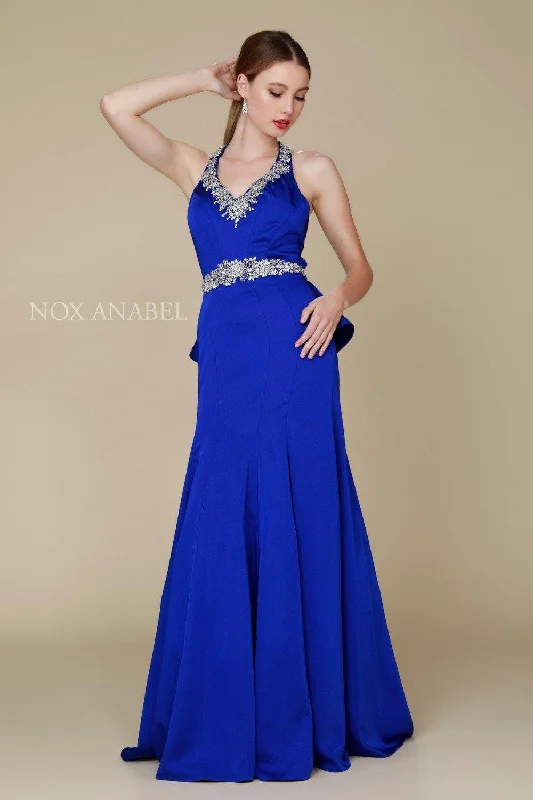 women's casual dressesLong Beaded Ruffled Prom Dress Formal