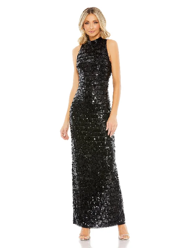 women's lace dressesMac Duggal 10907 Long Fitted Sequin Formal Prom Dress